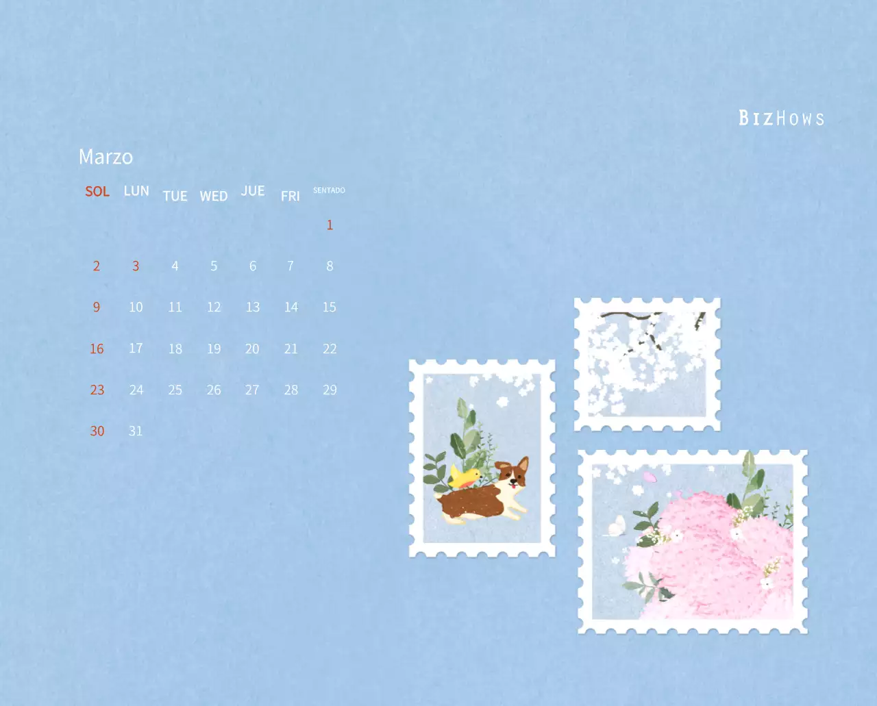 Calendario de Año Nuevo con cálidas ilustraciones