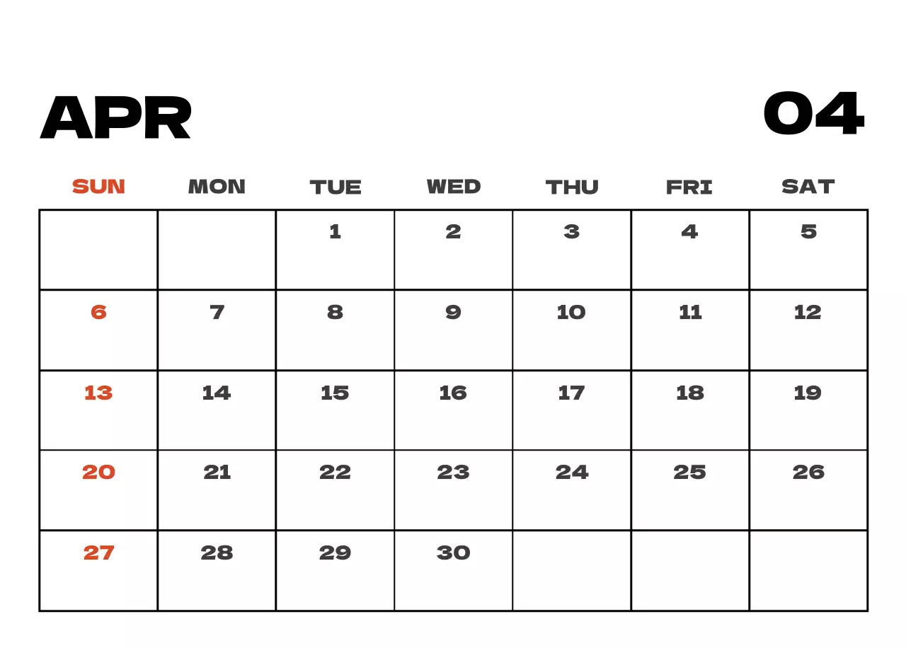 Sky photo clean calendar