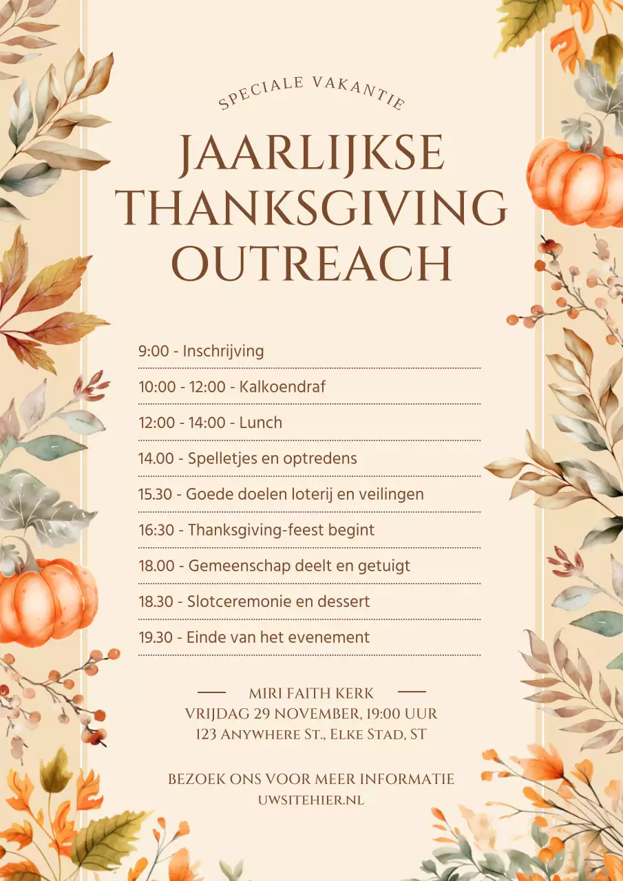 beige elegante aankondiging voor Thanksgiving