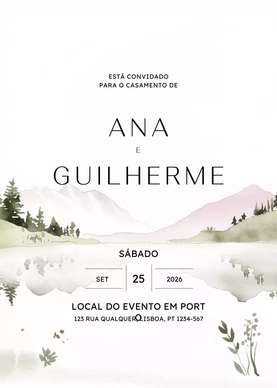 Convite de casamento branco e elegante
