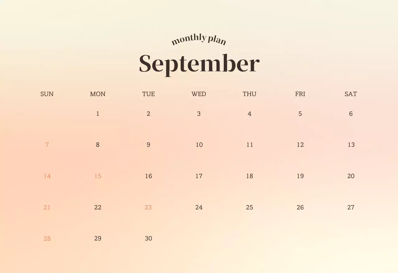 グラデーションミニマルカレンダーカレンダー