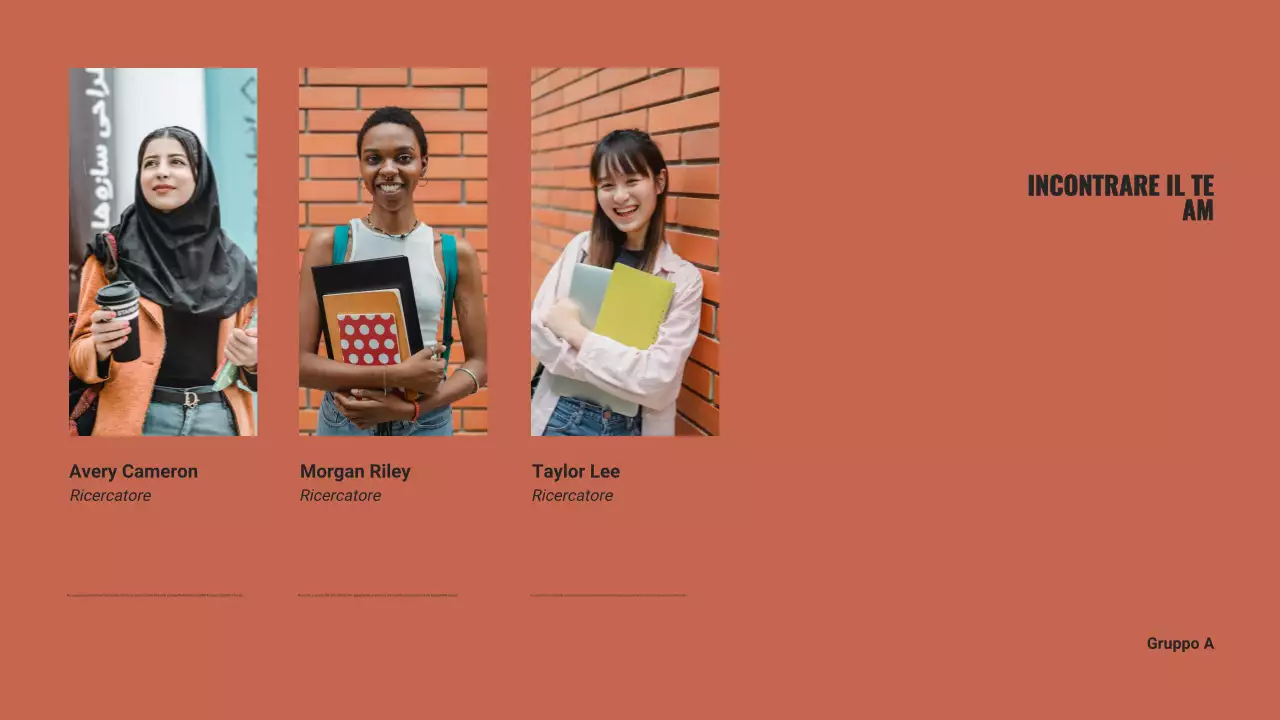 Presentazione del progetto di gruppo nero e arancione