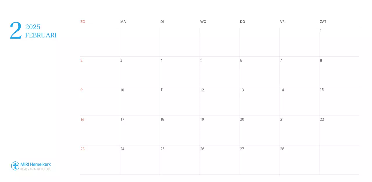 Blauw modern concept kerkkalender