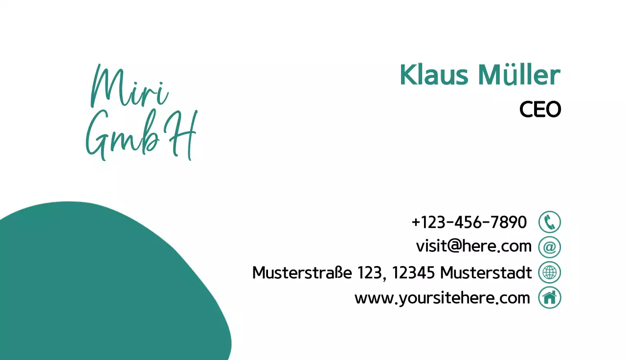 Minimalistische Visitenkarte in Petrol