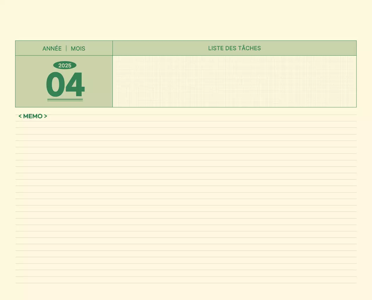 Calendrier mural SAT D-Day concept notepad en vert et jaune clair