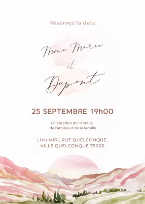 Invitation de mariage rose vert style élégant