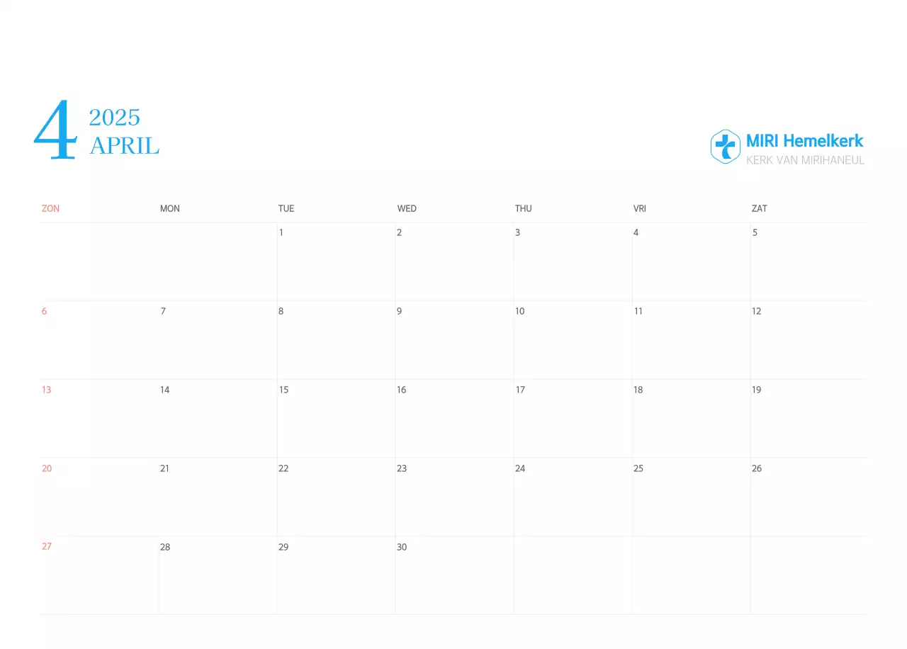 Blauw modern concept kerkkalender