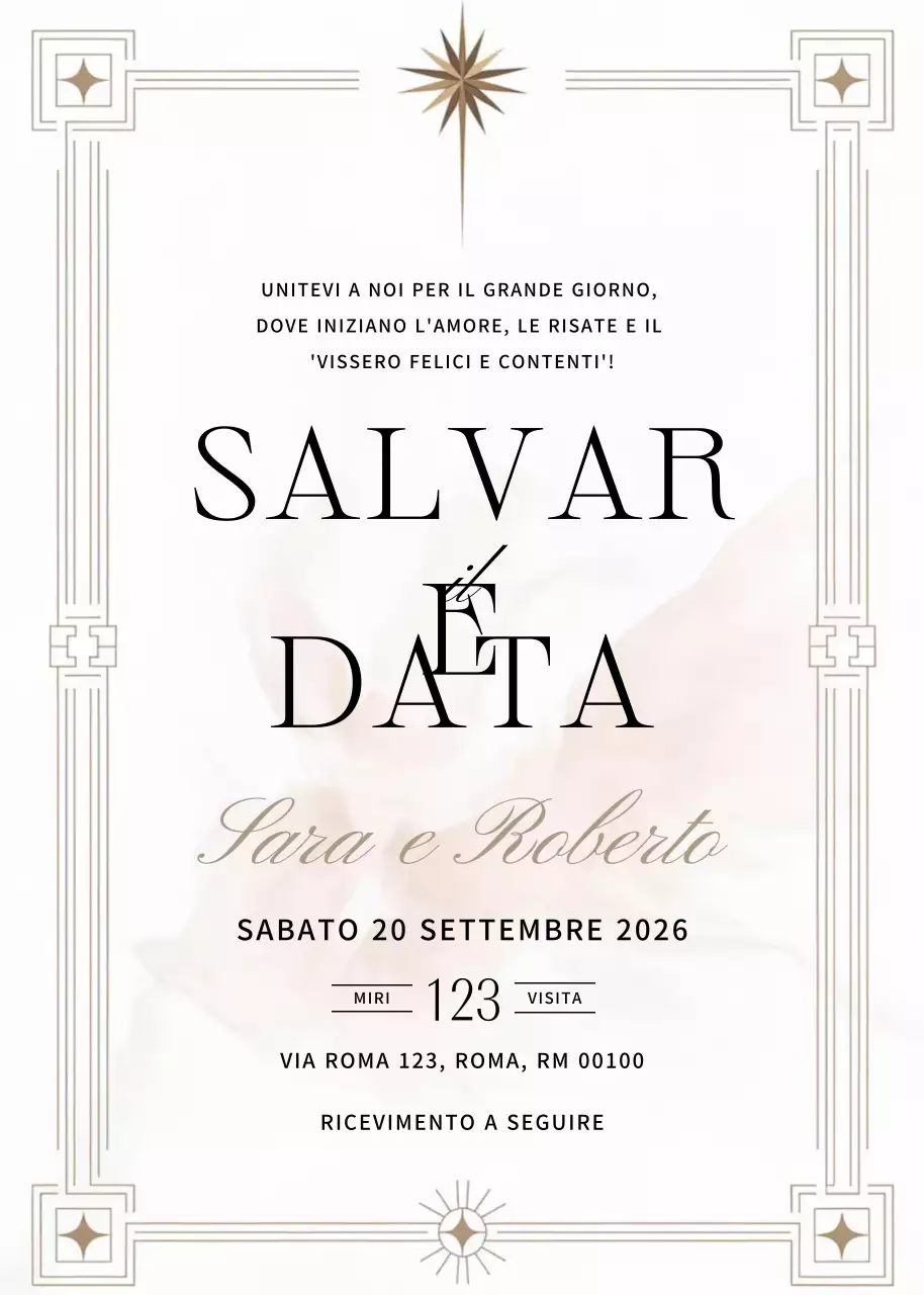 Invito di nozze elegante beige