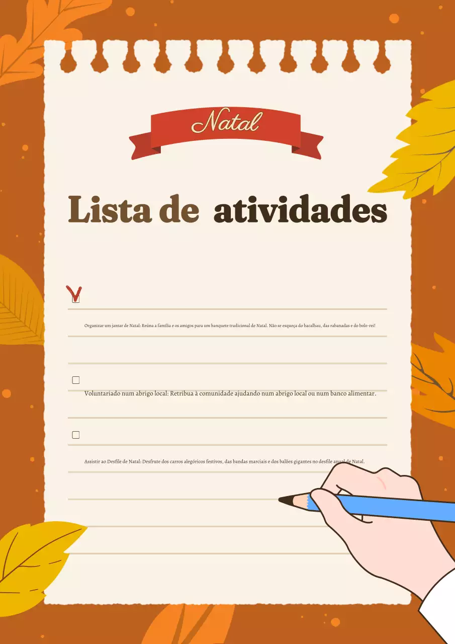 lista de controlo laranja tradicional do Dia de Ação de Graças