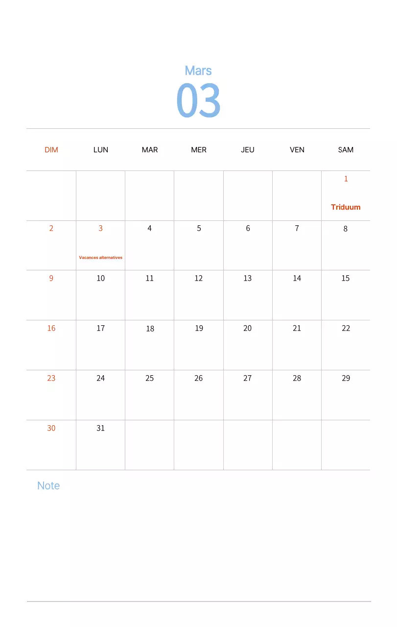 Calendrier du Nouvel An avec illustrations chaleureuses