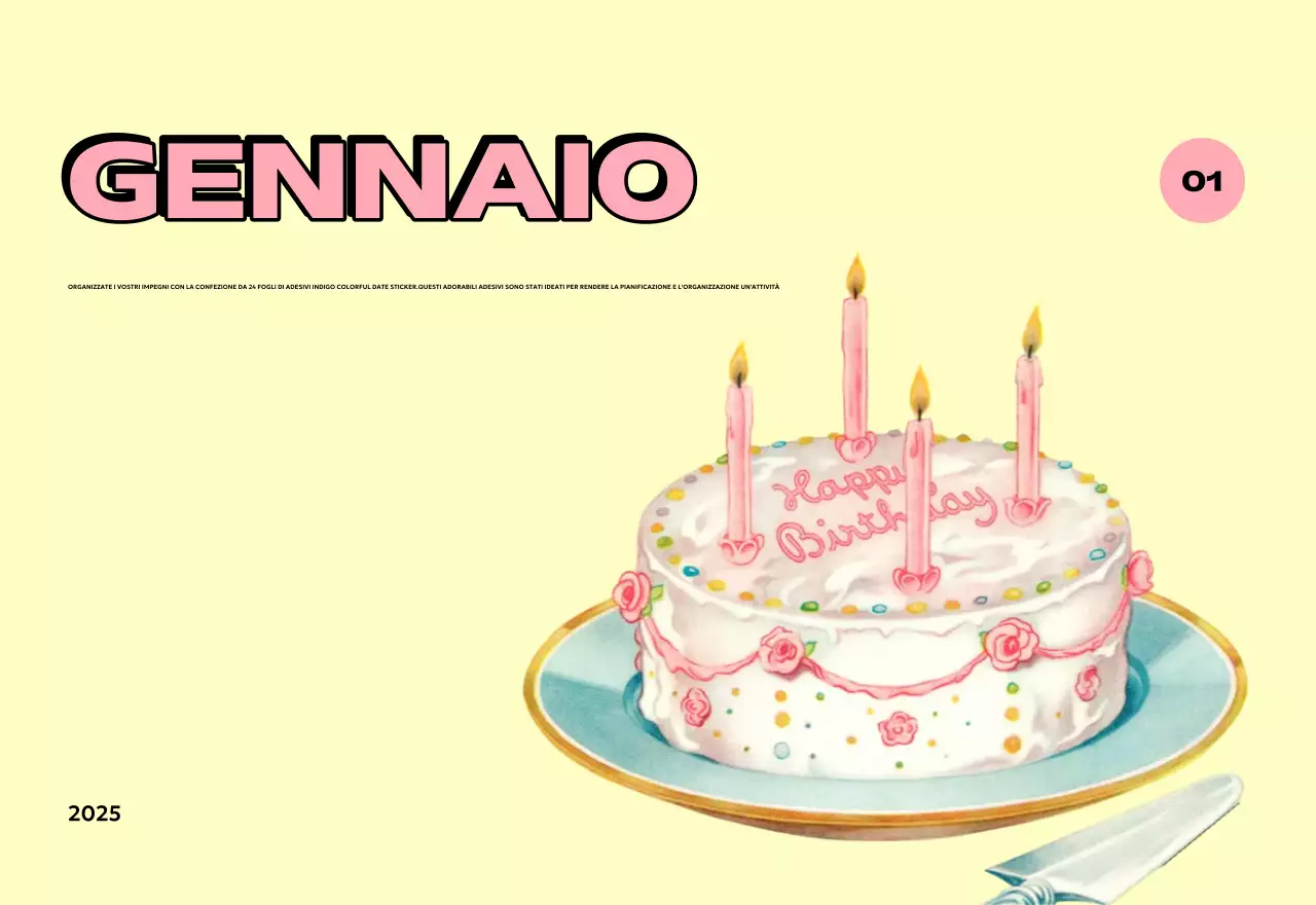 Calendari colorati con una varietà di illustrazioni retrò