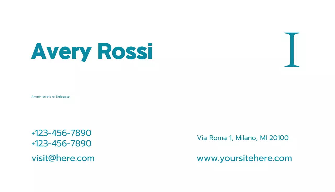 biglietto da visita minimalista verde acqua