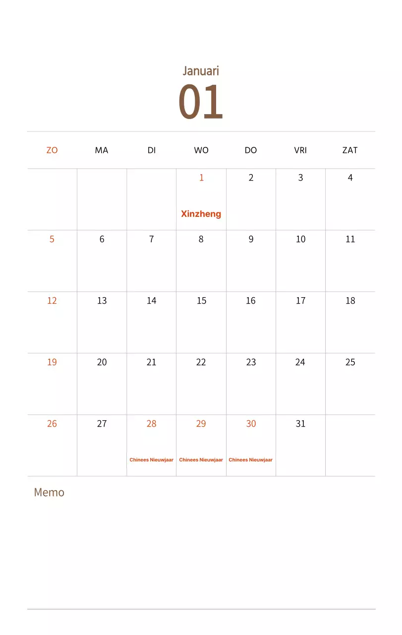 Nieuwjaarskalender met een warme geïllustreerde uitstraling