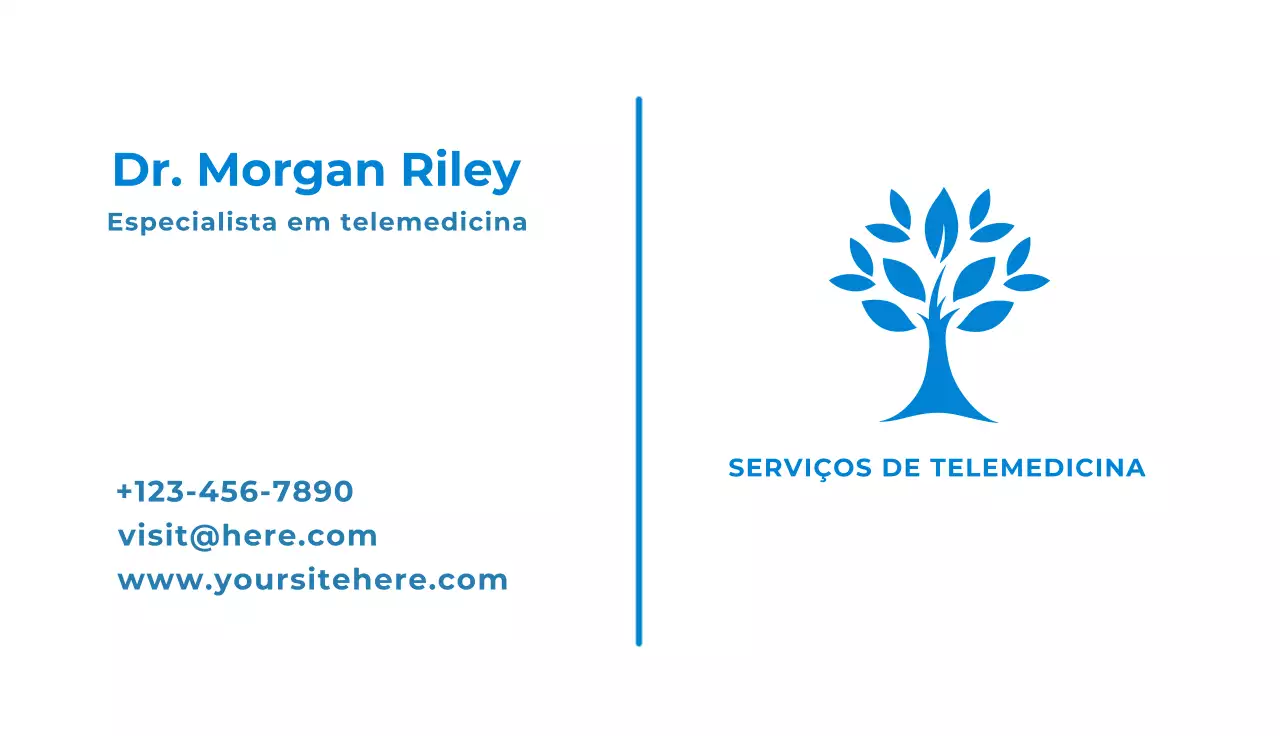 cartão de visita de telemedicina blue clean