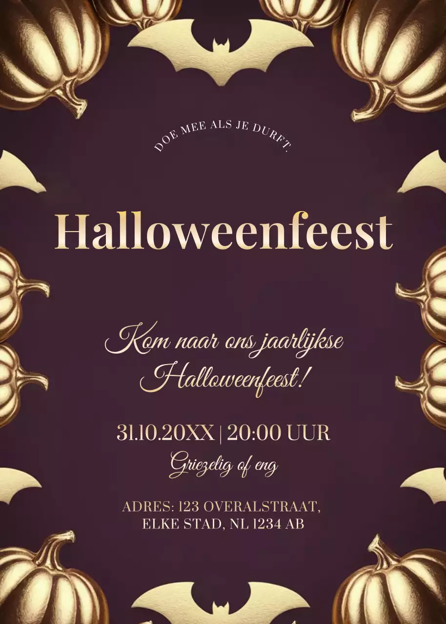 gouden vintage Halloween uitnodiging
