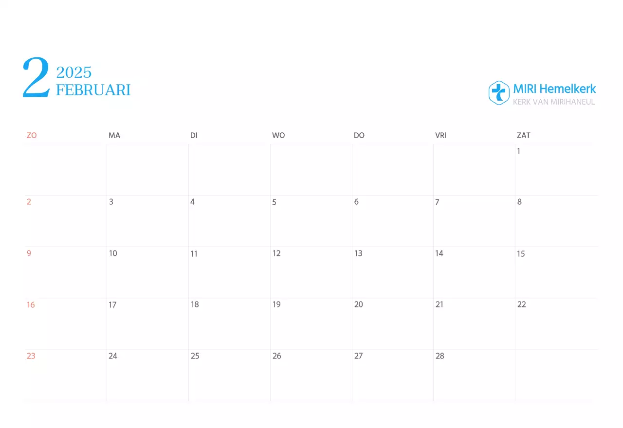 Blauw modern concept kerkkalender