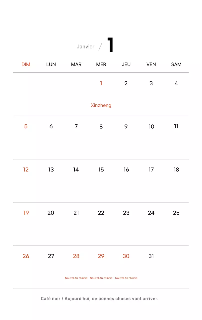 Calendrier de bureau photo simple pour les cafés dans les tons blancs