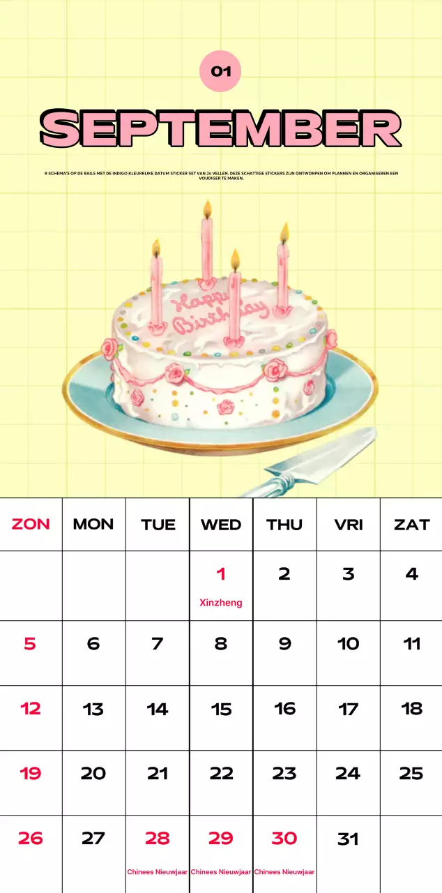 Kleurrijke kalenders met verschillende retro-illustraties