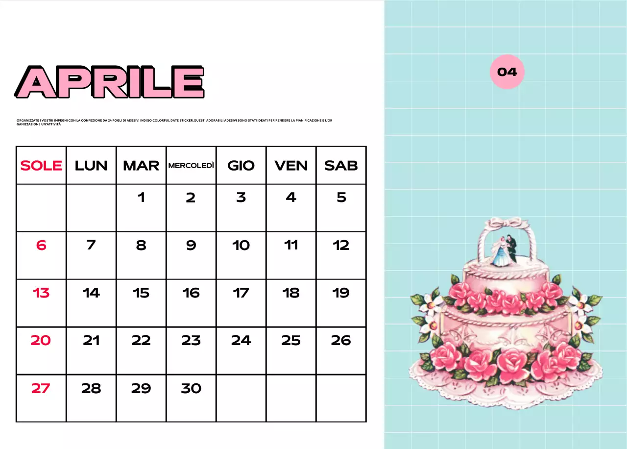 Calendari colorati con una varietà di illustrazioni retrò