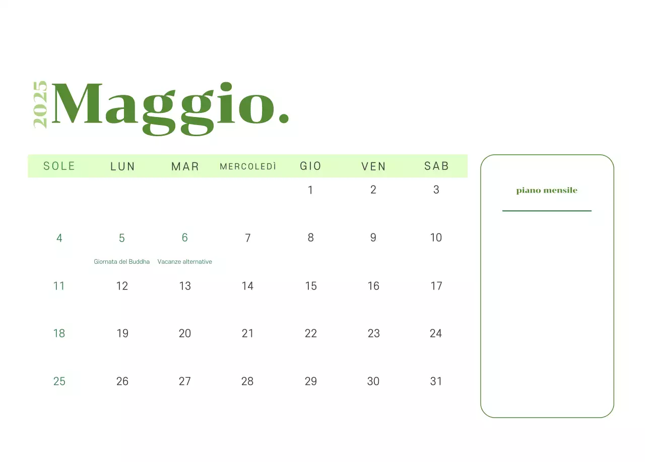 Calendario con illustrazioni giovanili su sfondo giallo-verde