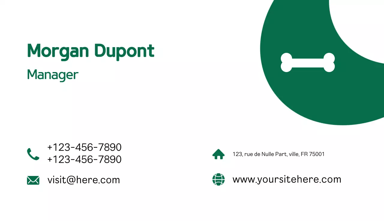 Carte de visite minimale verte