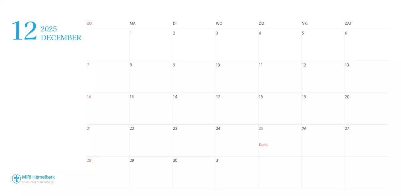 Blauw modern concept kerkkalender