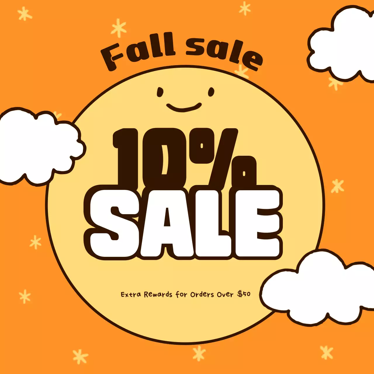 Carrossel de promoção de liquidação de outono amarelo fofo no Instagram