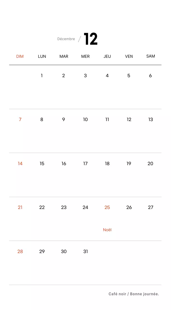 Calendrier de bureau photo simple pour les cafés dans les tons blancs