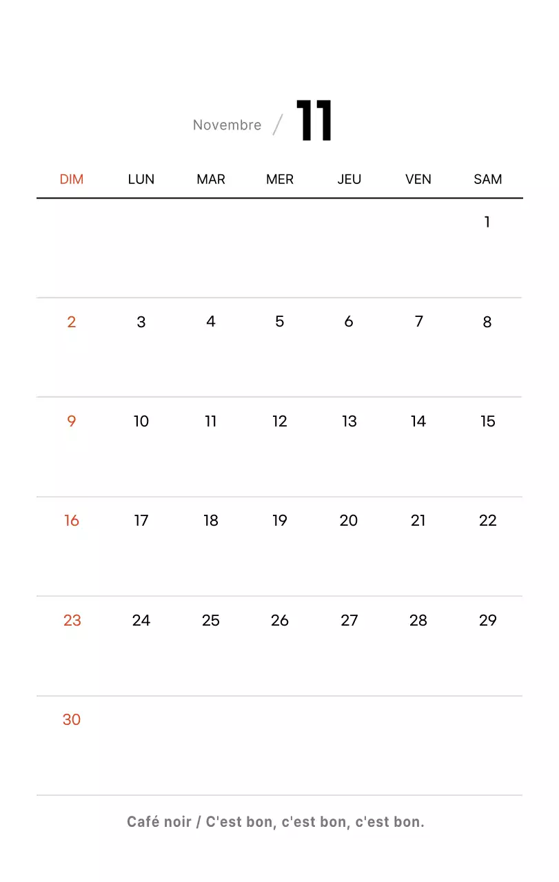 Calendrier de bureau photo simple pour les cafés dans les tons blancs