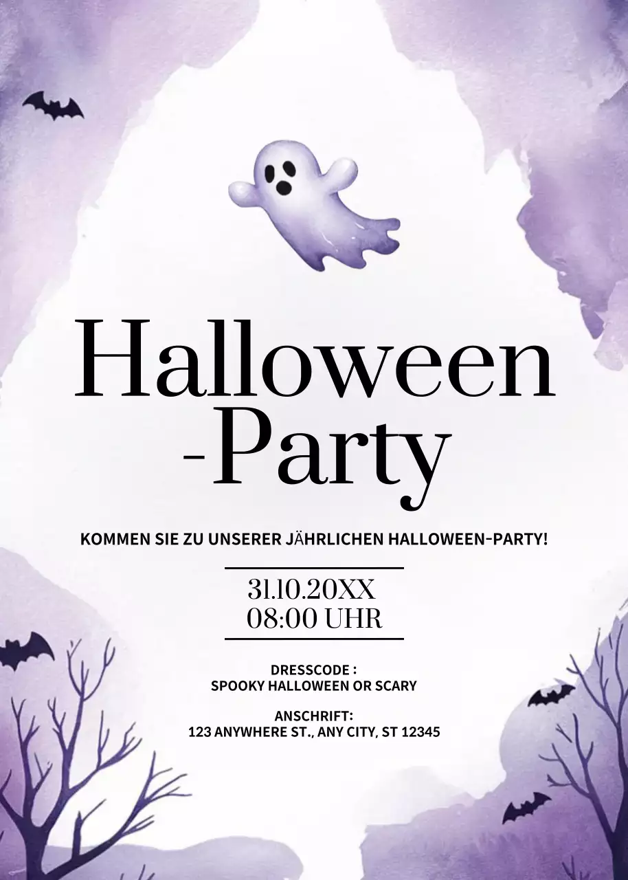 lila gruselige Halloween-Einladung