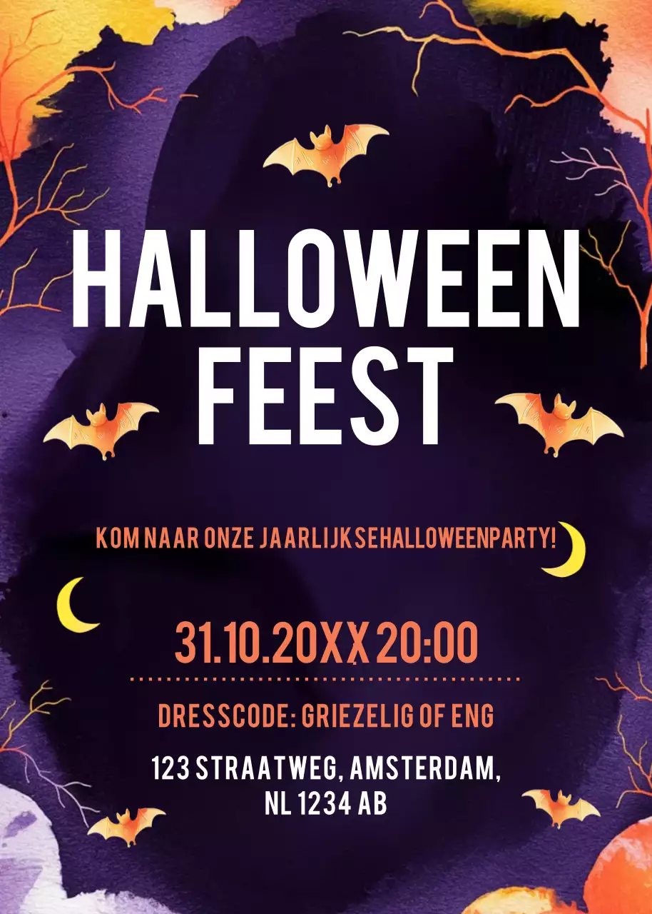 paarse spookachtige Halloween-uitnodiging