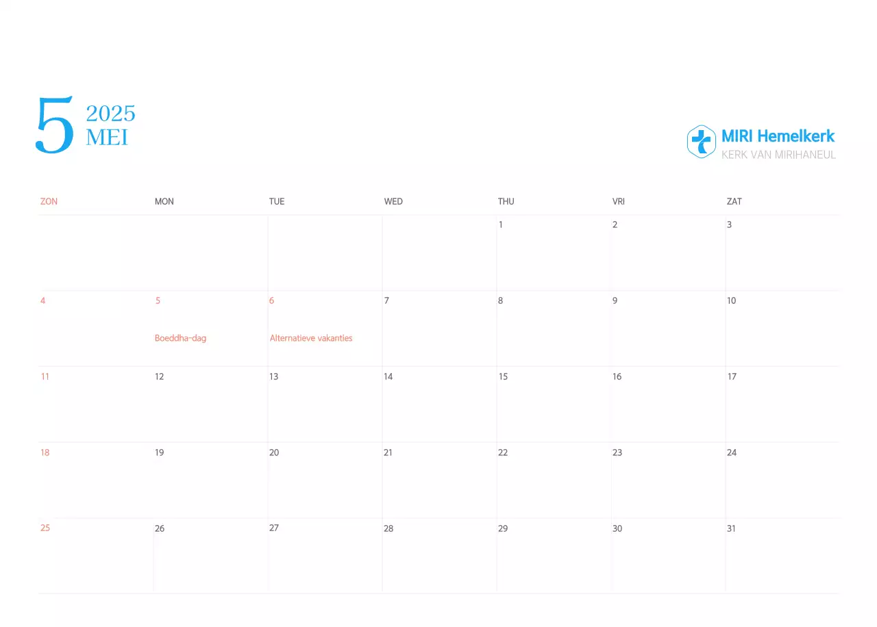 Blauw modern concept kerkkalender