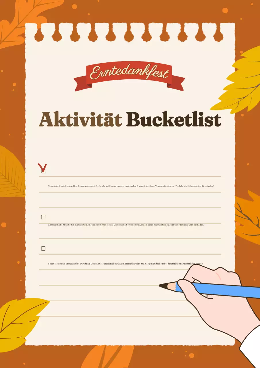 orangefarbene traditionelle Thanksgiving-Checkliste