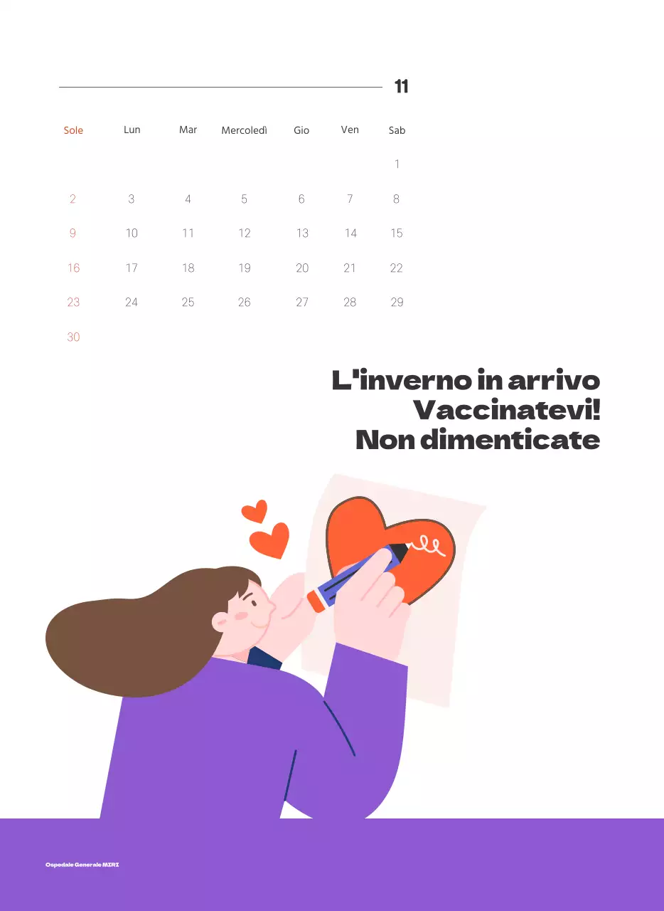 Un ospedale festivo con illustrazioni a tema salute e famiglia e accenti colorati