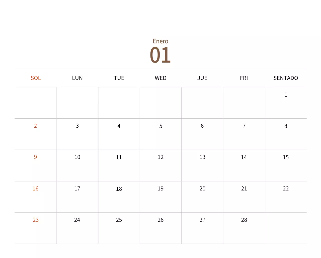 Calendario de Año Nuevo con cálidas ilustraciones