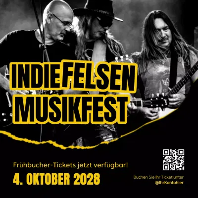 Schwarzer und gelber frecher moderner Rockmusik-Event-Instagram-Post