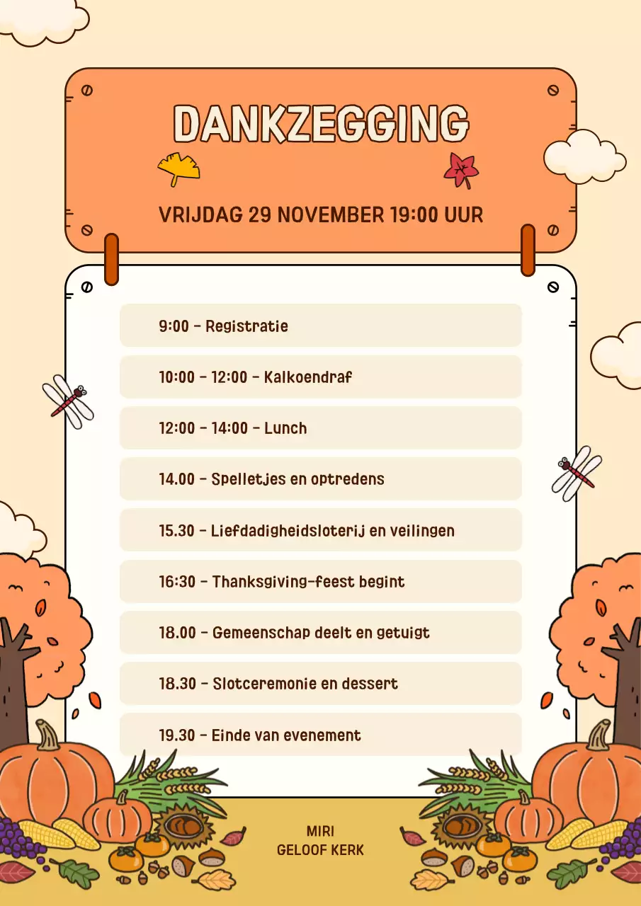oranje traditioneel Thanksgiving schema