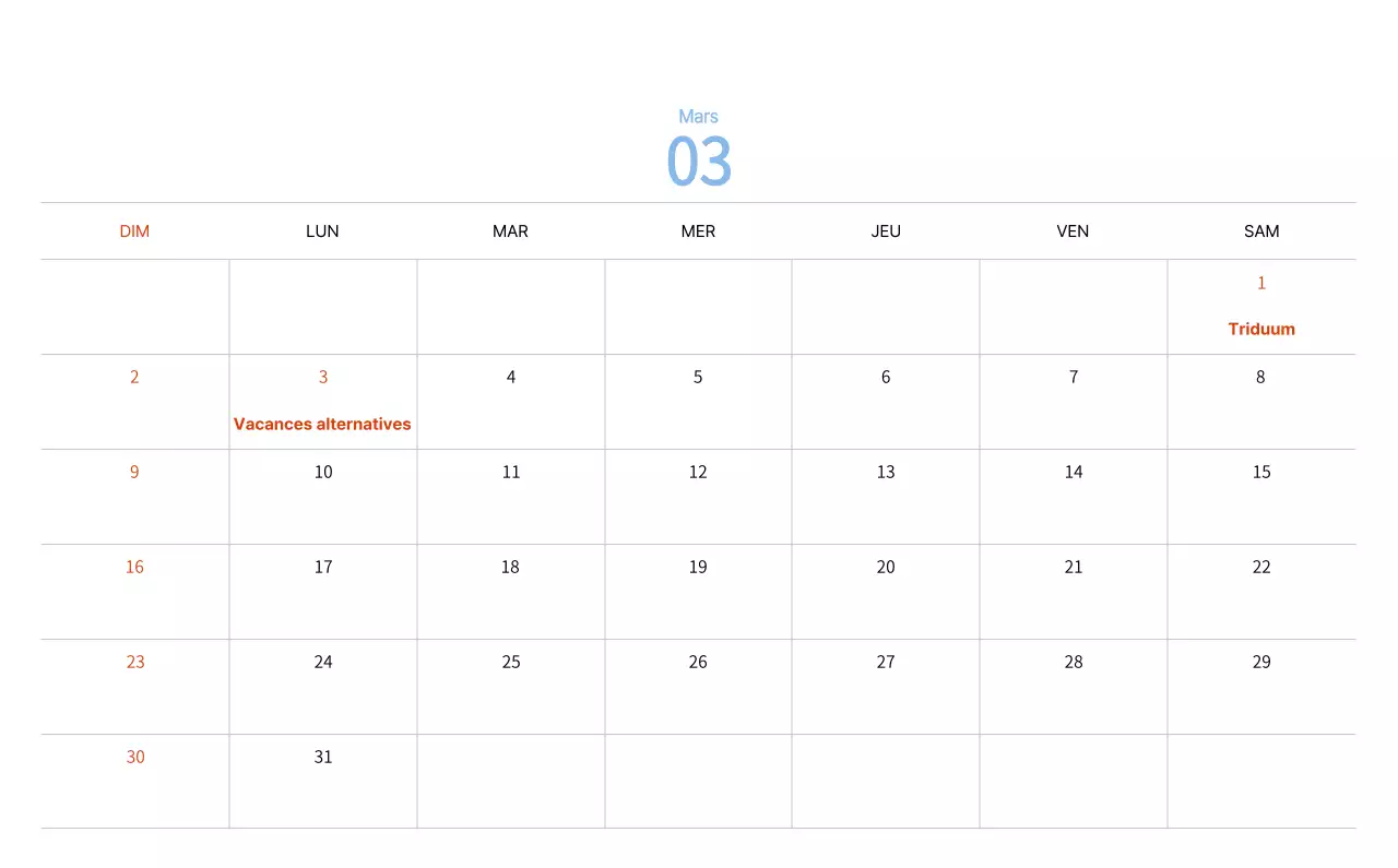 Calendrier du Nouvel An avec illustrations chaleureuses