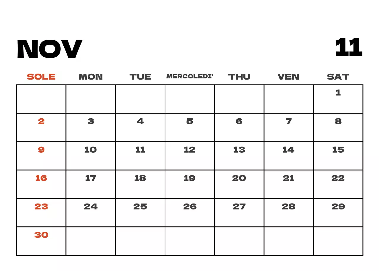 Calendario pulito con foto del cielo