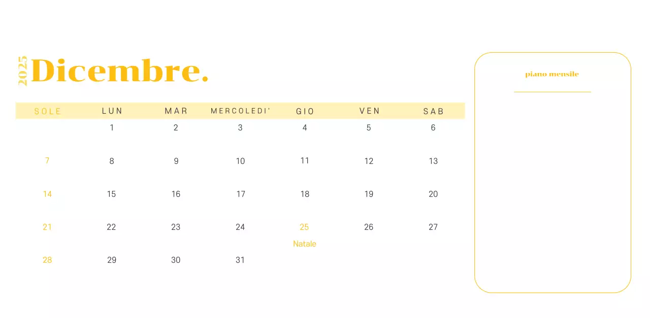Calendario con illustrazioni giovanili su sfondo giallo-verde