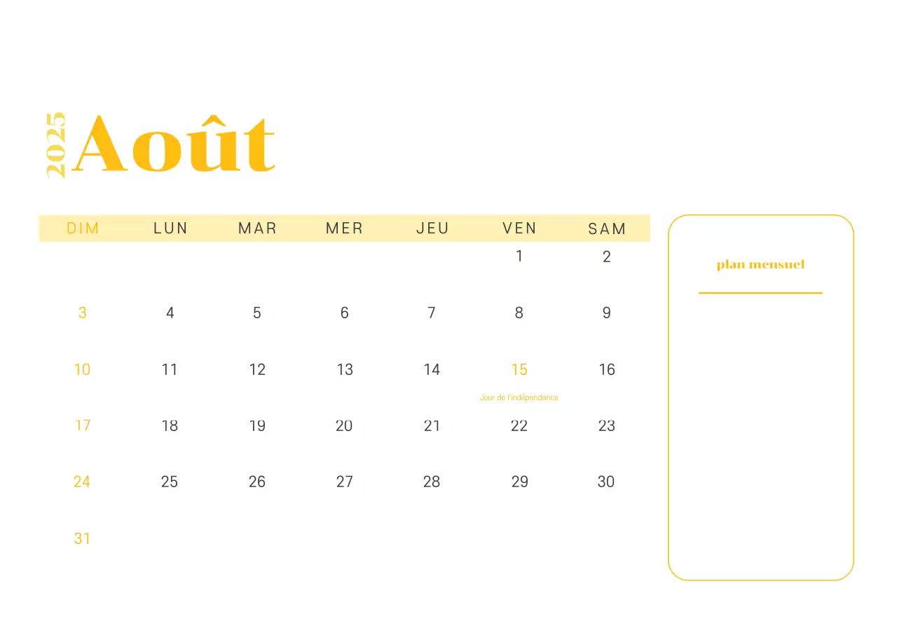 Calendrier avec illustrations de jeunes sur fond jaune-vert