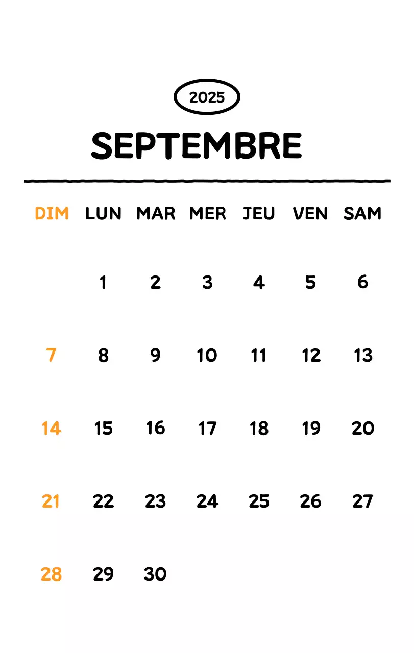 Calendrier illustré avec un joli style de lignes