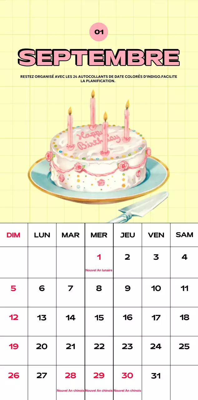 Calendriers colorés avec une variété d'illustrations rétro