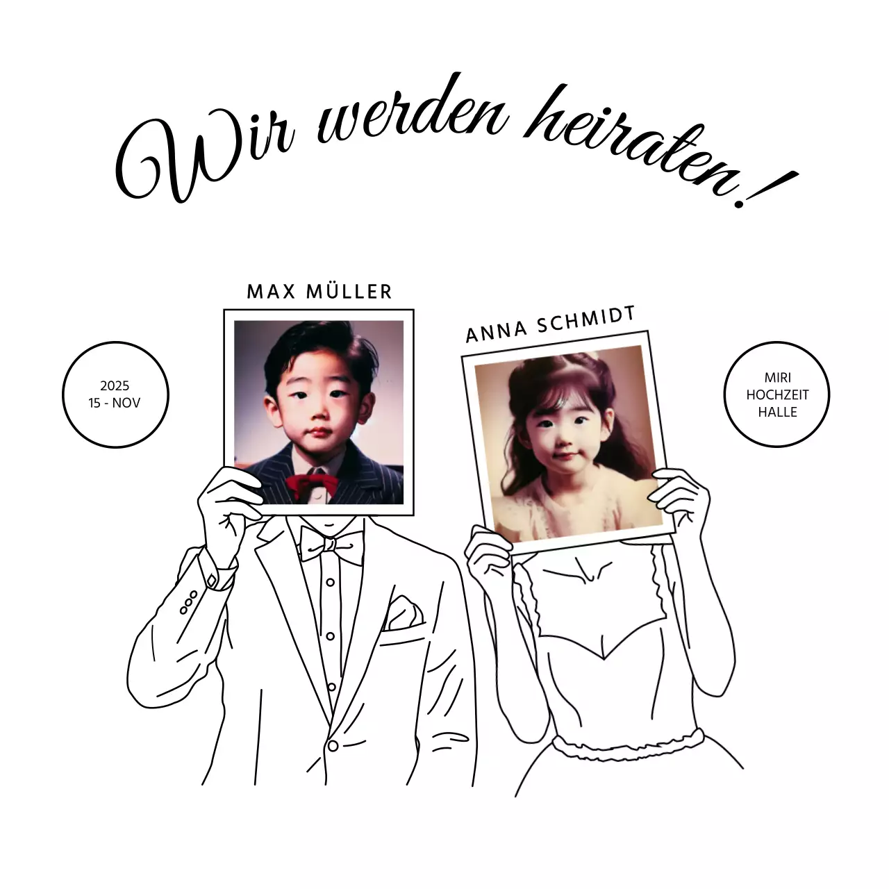 Kindheitsfoto schwarz einfache Hochzeitseinladung