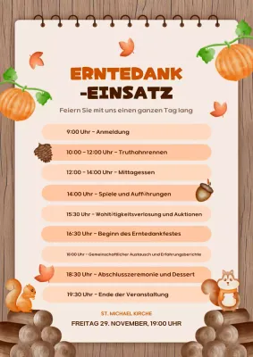 orange rustikales Thanksgiving-Veranstaltungsprogramm