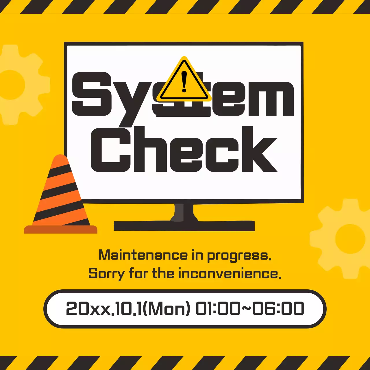 Aviso do Sistema Amarelo Moderno Postagem nas Redes Sociais