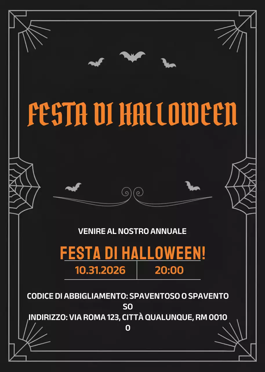Invito gotico nero per Halloween