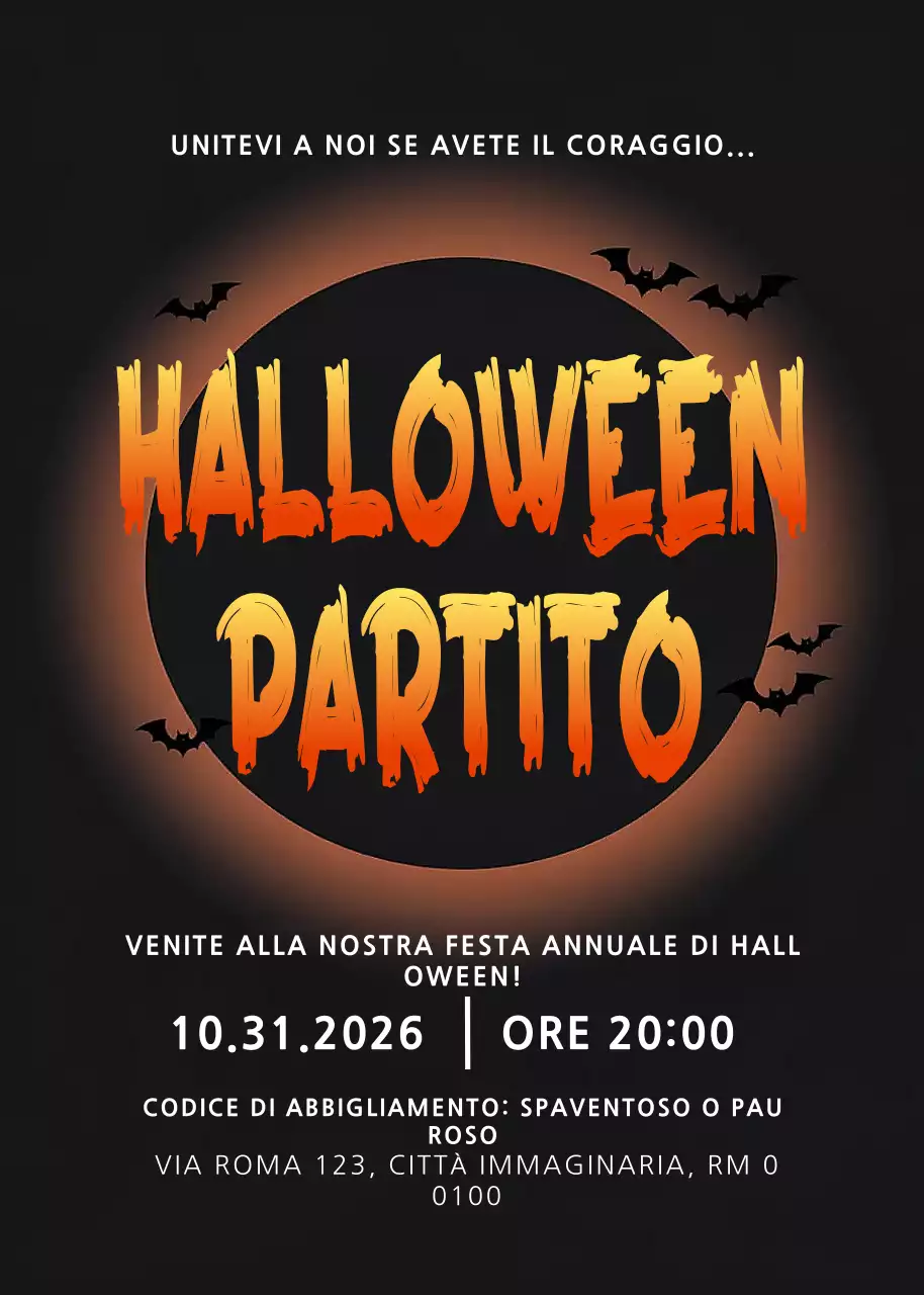 Invito di Halloween gotico arancione