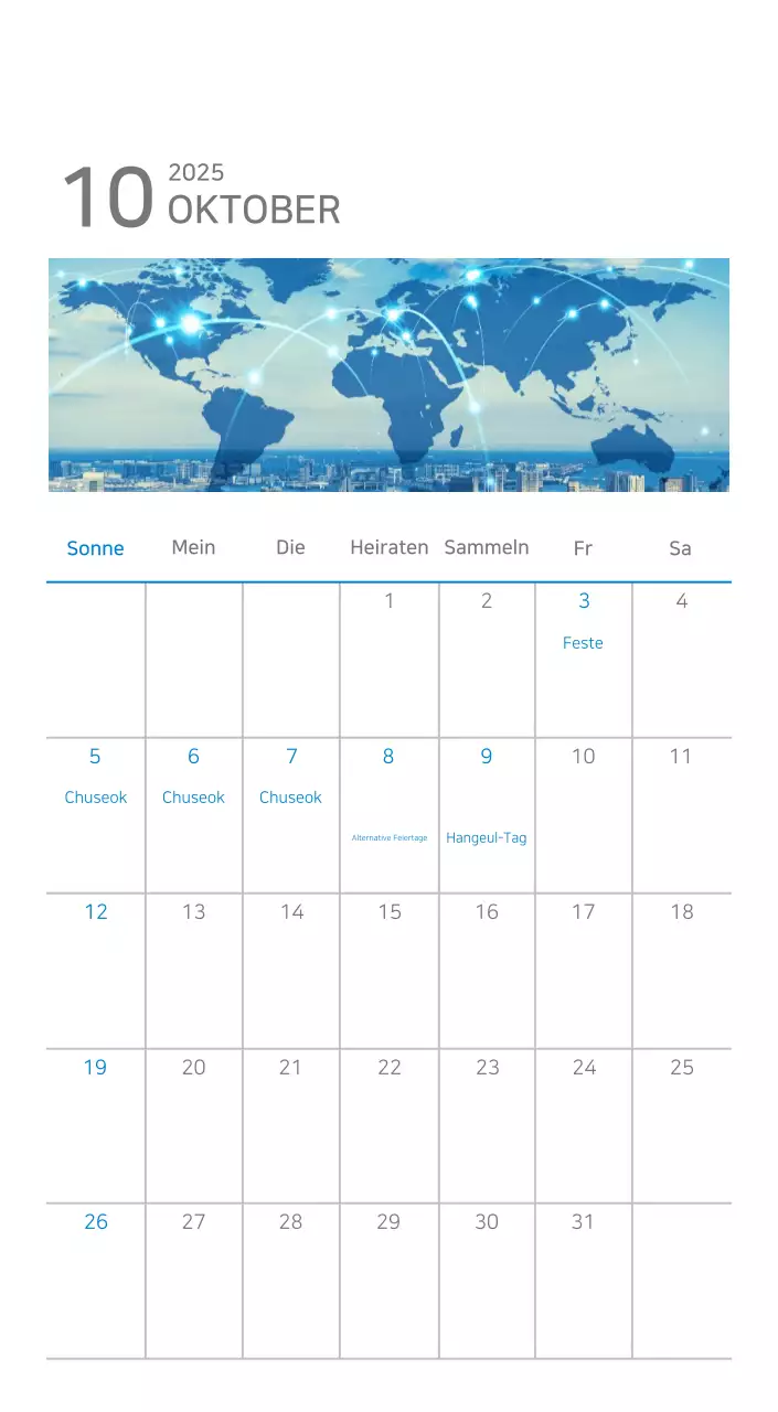 Blauer minimalistischer Kalender