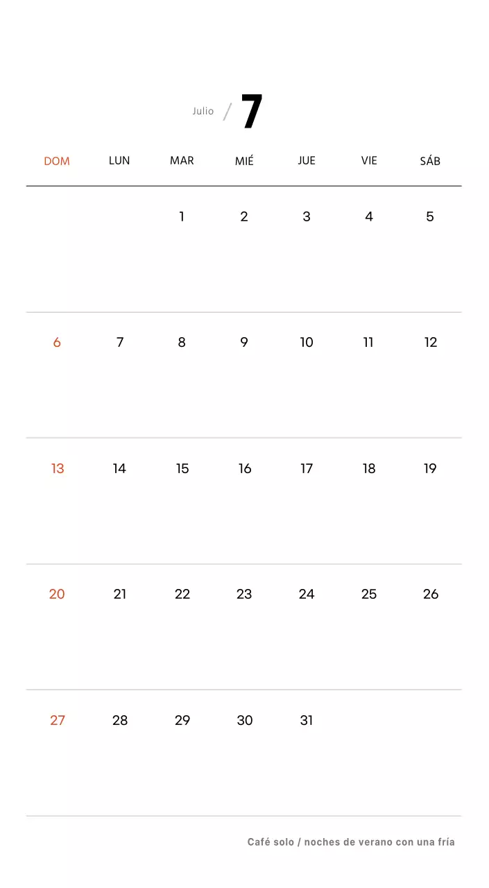 Sencillo calendario de sobremesa con fotos de cafés en tonos blancos